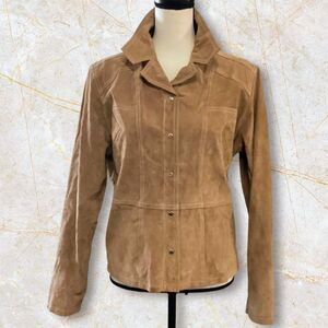 Wilson's Vintage Suede Leather Maxima Women's Fitted Jacket w Pockets Tan XL